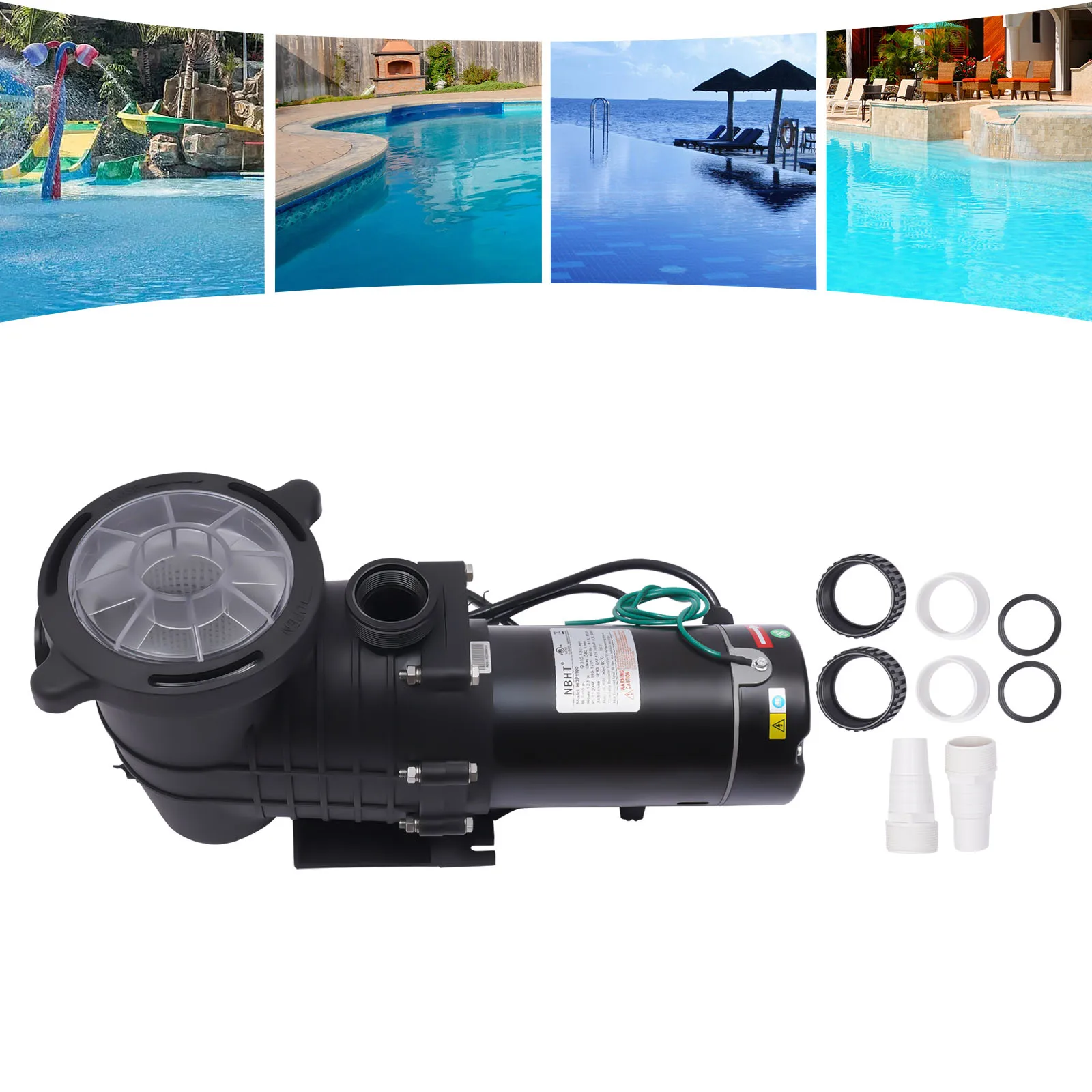 HBP1100 Electric Pool Pump For Hot Tubs 1.5HP Swimming Pool Pump Filter Basket