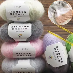 Wholesale 25g/roll Mohair Wool Handmade Crochet Sweater Elegant Solid Color Diamond Mohair Yarn DIY Crochet Sewing Accessories