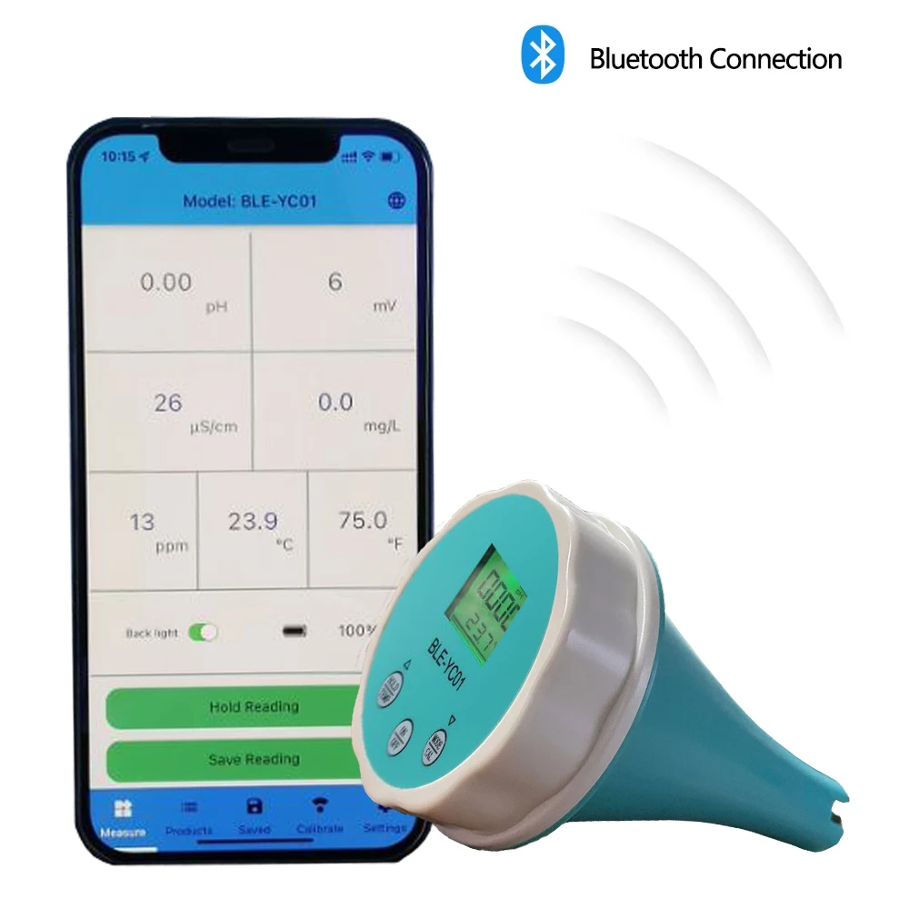 염소 온도 ORP EC TDS PH 측정기, 블루 투스 온라인 모니터, 수질 검사기, 수영장 수족관용 스마트 도구, 6 in 1