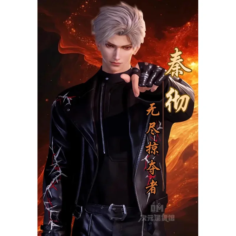 أزياء للي 123 لعبة الحب والعميق سيلوس الفاتح اللامع أزياء تنكرية للرجال شعر مستعار قرمزي حجاب موحد بدلة Onychinus للهالوين