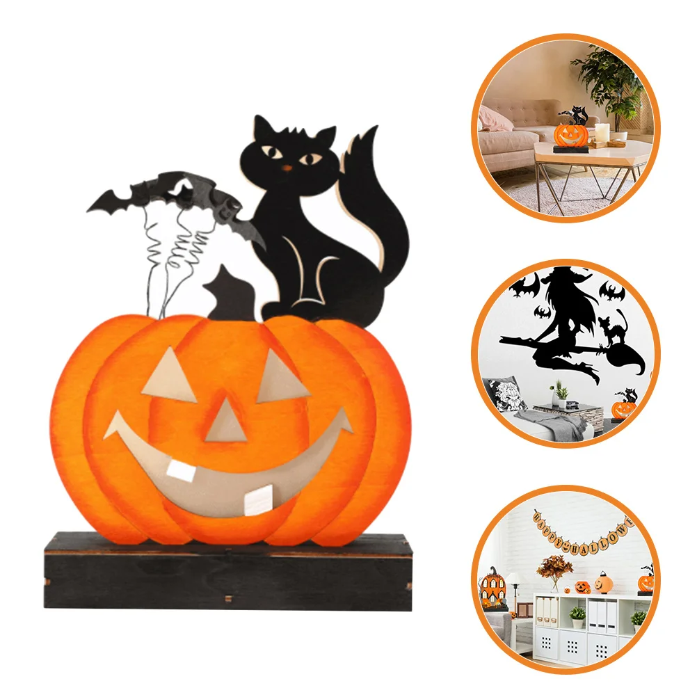

Wooden Pumpkin Light Halloween Decor Operated Warm Glow Table Lamp For Home Party Festival Decoration
