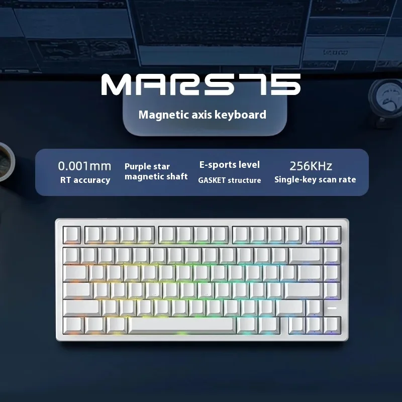 Irok Mars75 Pro Magnetic Switch Keyboard 8K rgb Gasket Rt0.001mm Ergonomic 75% Gaming Keyboard New Generation Hall Sensor Gifts