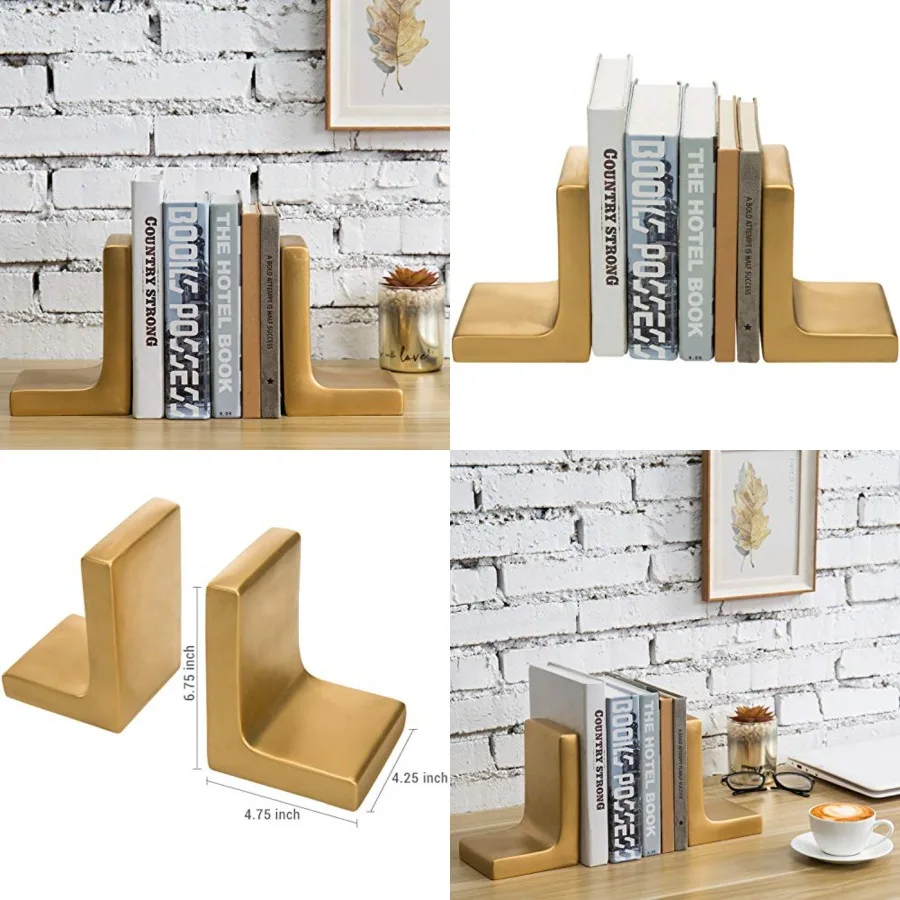 

Modern Concrete Office Bookshelf Decor Bookends for Heavy Book and Textbooks, Desktop Book Holder, 1 Pair