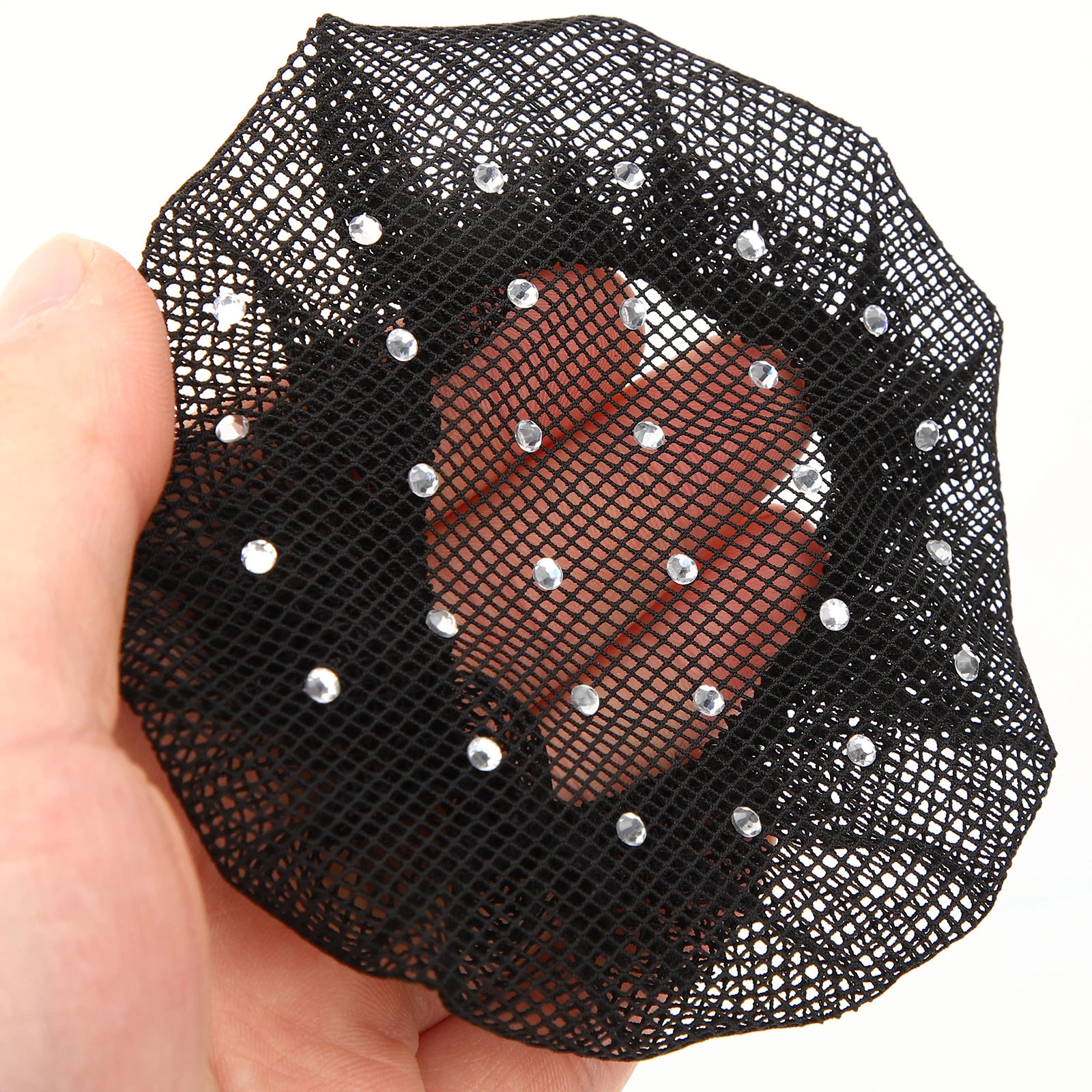 

6pcs Elastic Net Hair Bun Covers Women Girls Rhinestones Decorative Hairnets for Buns Elegant Chic Style Graceful Look Perfect