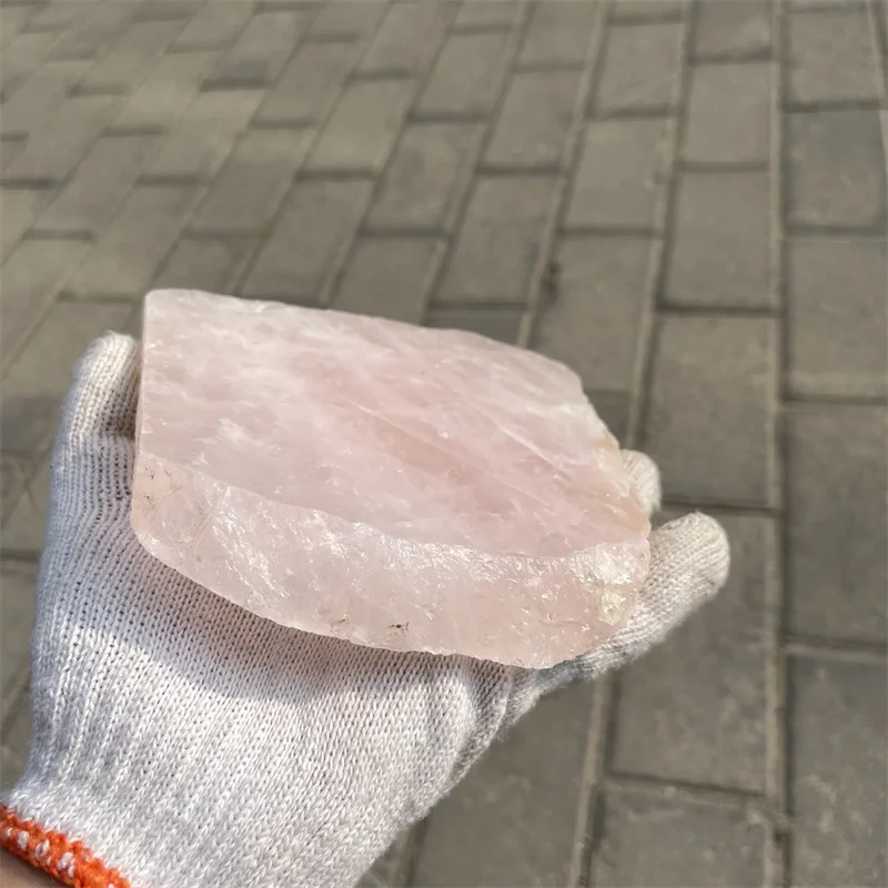 658g natural rough crystal rose quartz slabs raw clear quartz slice coaster for decoration