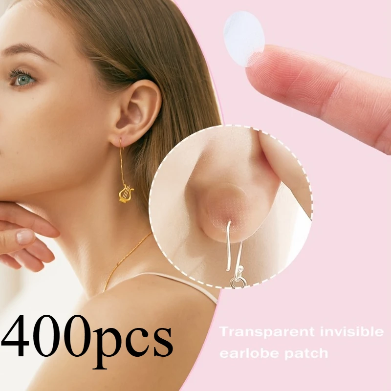 400pcs Earlobe support patch, bifurcated high-strength transparent ear ring sticker, suitable for long-term wearing,