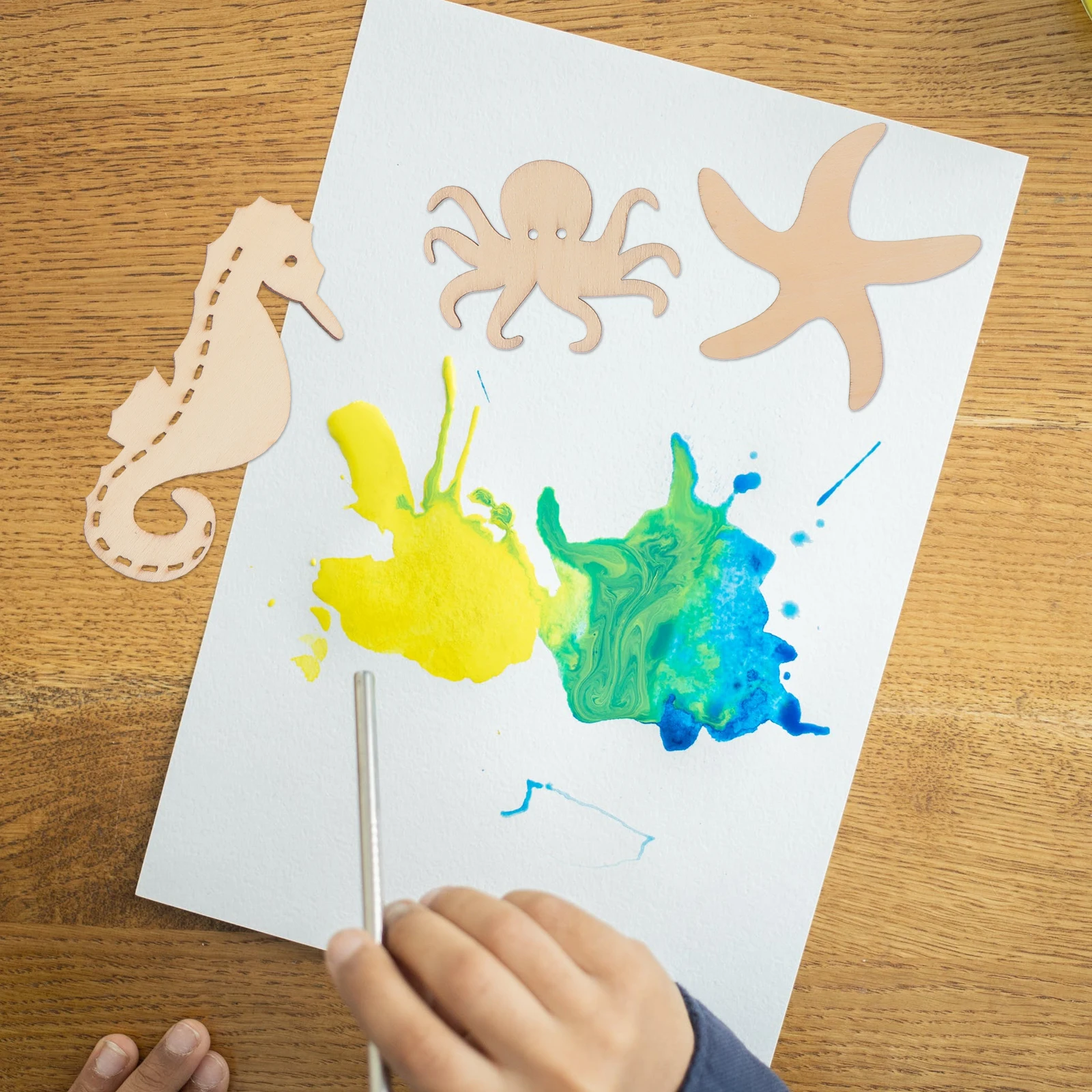 

70pcs Ocean Cartoon Wood Slices Blank Wooden Cutouts Diy Graffiti Unfinished Craft Pieces For Painting Home Decor Sea Animals