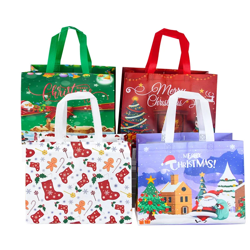 Weihnachts-Einkaufstasche mit Griffen, Weihnachtsmann, Schneemann, Süßigkeiten, Geschenkverpackung, Tasche, Frohe Weihnachten, Neujahr, Party, Dekoration, Noel-Einkaufstasche – Detail 9