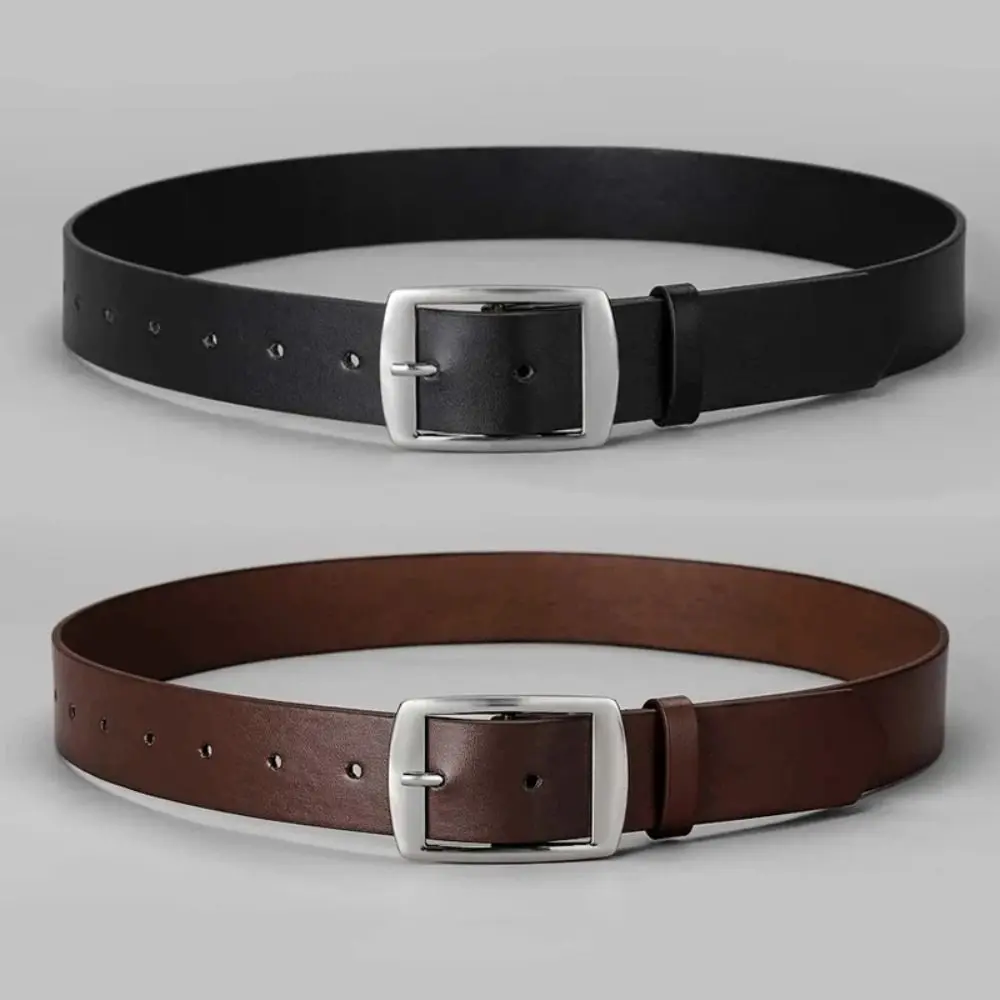 

Retro Luxury PU Leather Belt Casual Versatile Metal Pin Buckle Waistband Famous Brand Designer Waist Strap