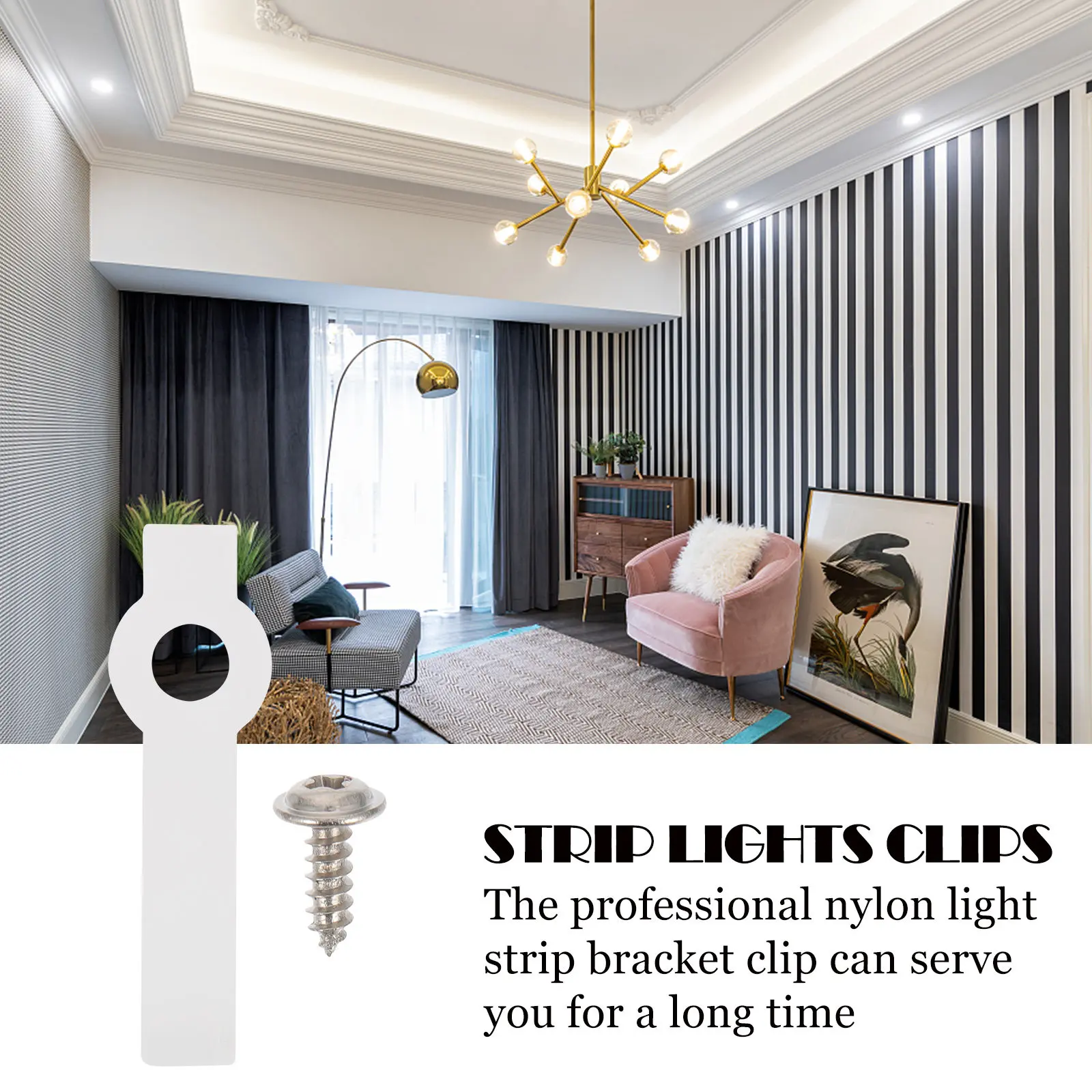 100Sets Light Strip Clips Nylon Professional Bracket Clamps for LED Strip Lights Secure Fastening Compact Design Smooth Finish