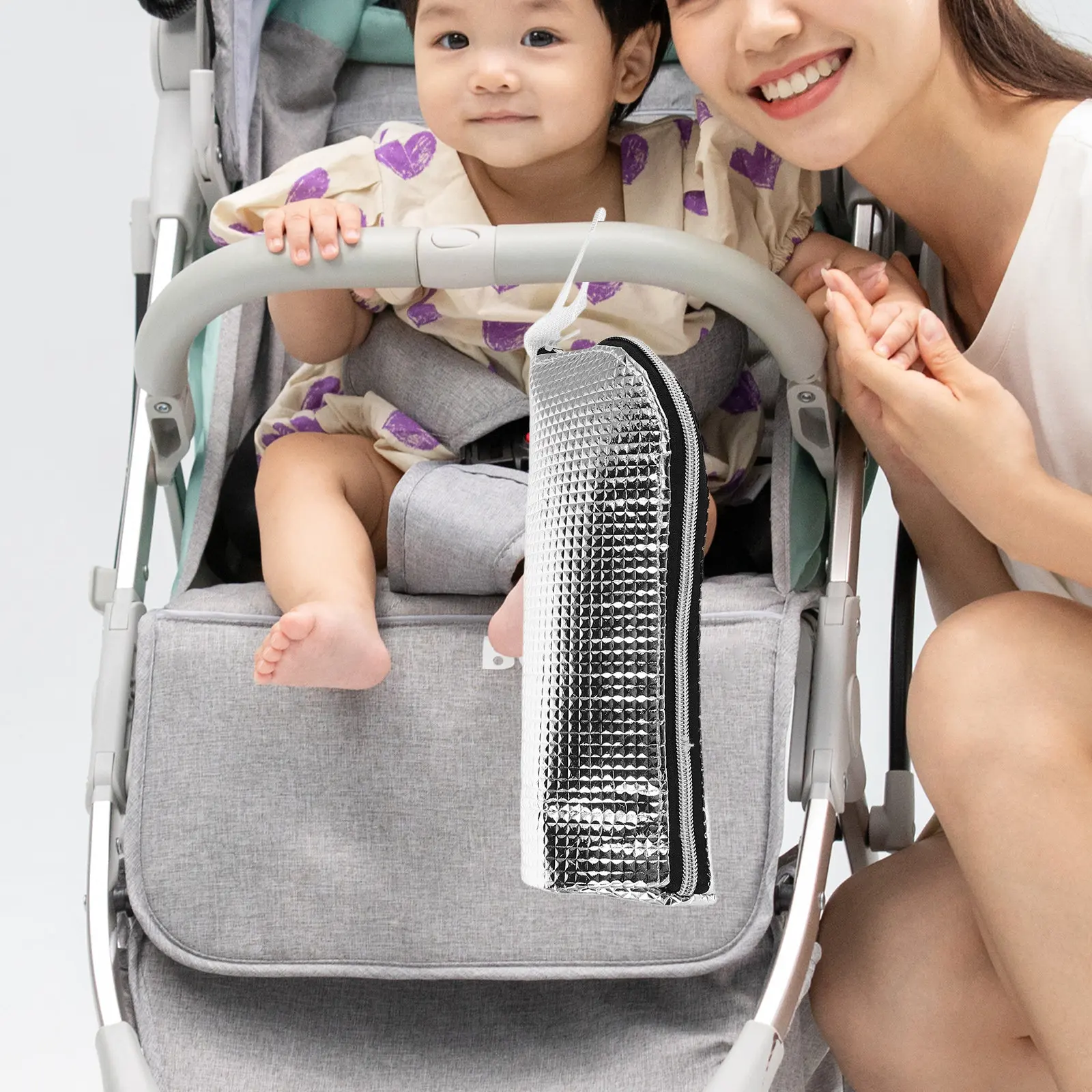

2Pcs Baby Bottle Warmer Bag Insulated Milk Thermal Tote Aluminum Foil Stroller Organizer Leakproof Travel Storage Portable