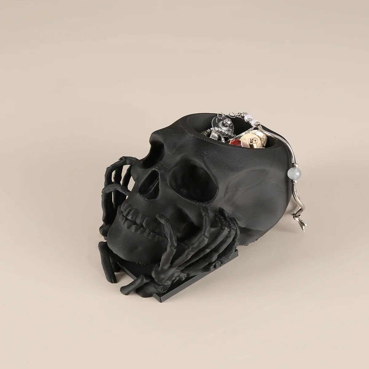 1 Piece Dark-Style Skull with Hands on Cheeks Jewelry Box, 3D-Printed Craft, Creatively Stores Small Items, Suitable for Per