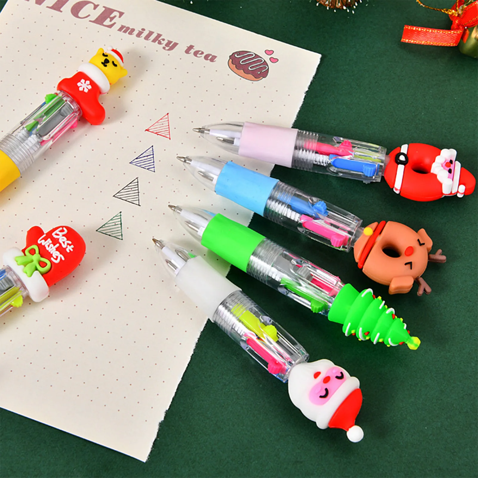 Christmas Multicolor Ballpoint Pen Nice Writing Experience Eye-catching Design Pen for Friend Family Neighbors Gift