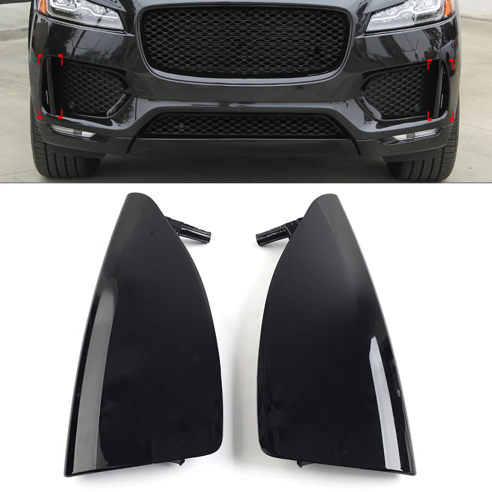 

2x Glossy Black Car Front Bumper Fog Light Lamp Grille Grid Molding Panel For Jaguar F-Pace 2016 2017 2018 2019 2020