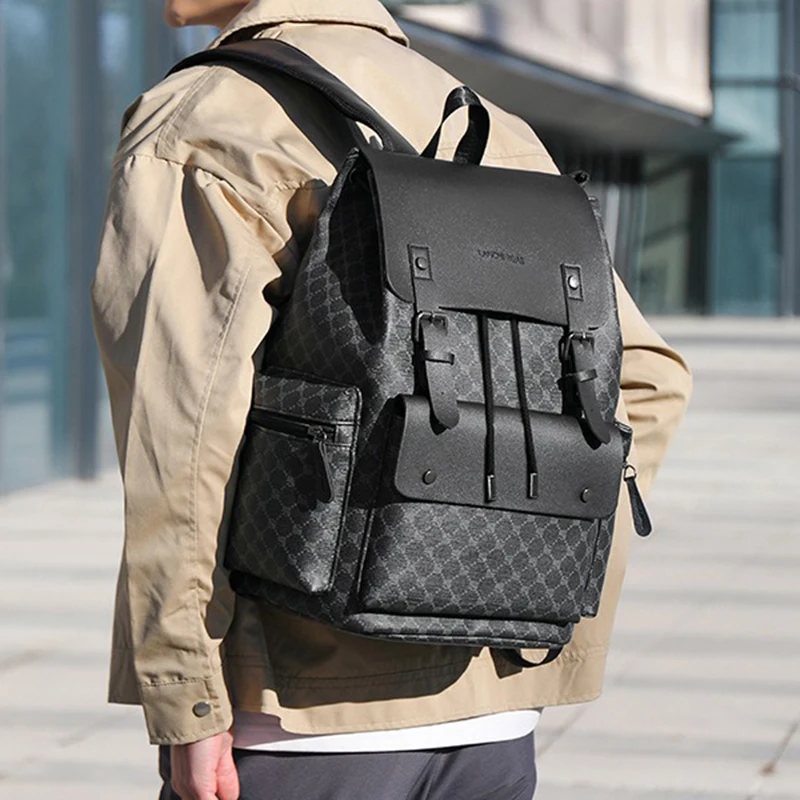

Fashion Men's Backpacks Soft PU Leather Travel Bags High Capacity Laptop Backpack for Student School Bag Male Gift