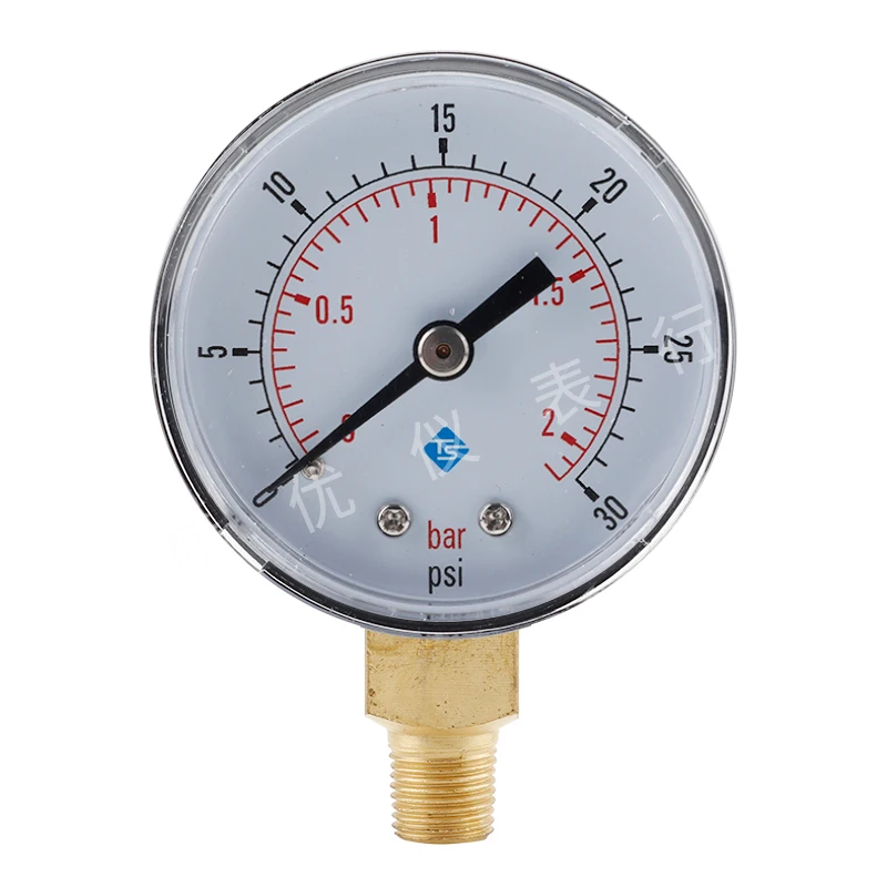 Radial Pressure Gauge, High Precision and High Quality Y50 1/8 BSPT Air Pressure Gauge, Oil Pressure Gauge, Hydraulic Gauge