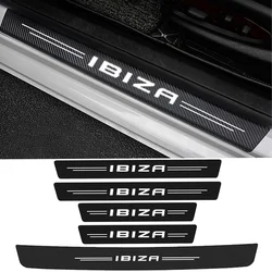 Carbon Fiber Car Door Pedal Strips for Seat Ibiza Logo Auto Door Threshold Sill Protective Rear Trunk Sill Bumper Guard Stickers