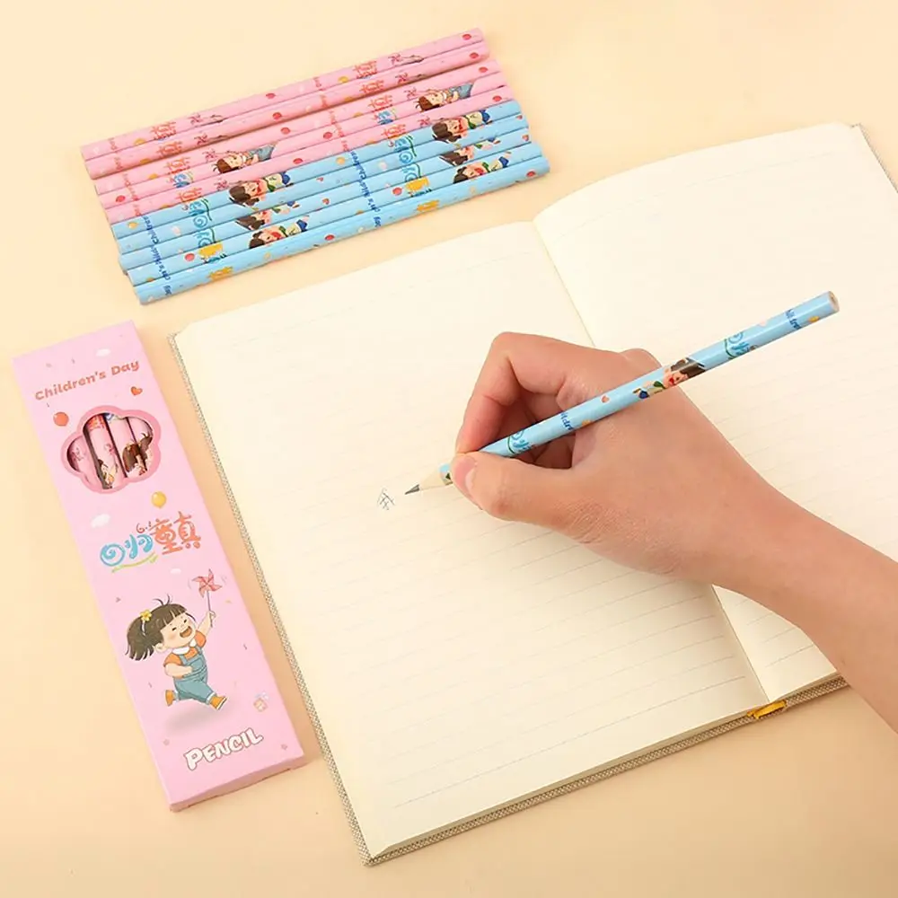 6Pcs High-quality Stationery HB Pencil Kid Gift Smooth Writing Painting Pencil Cartoon Sketch Pencil Office