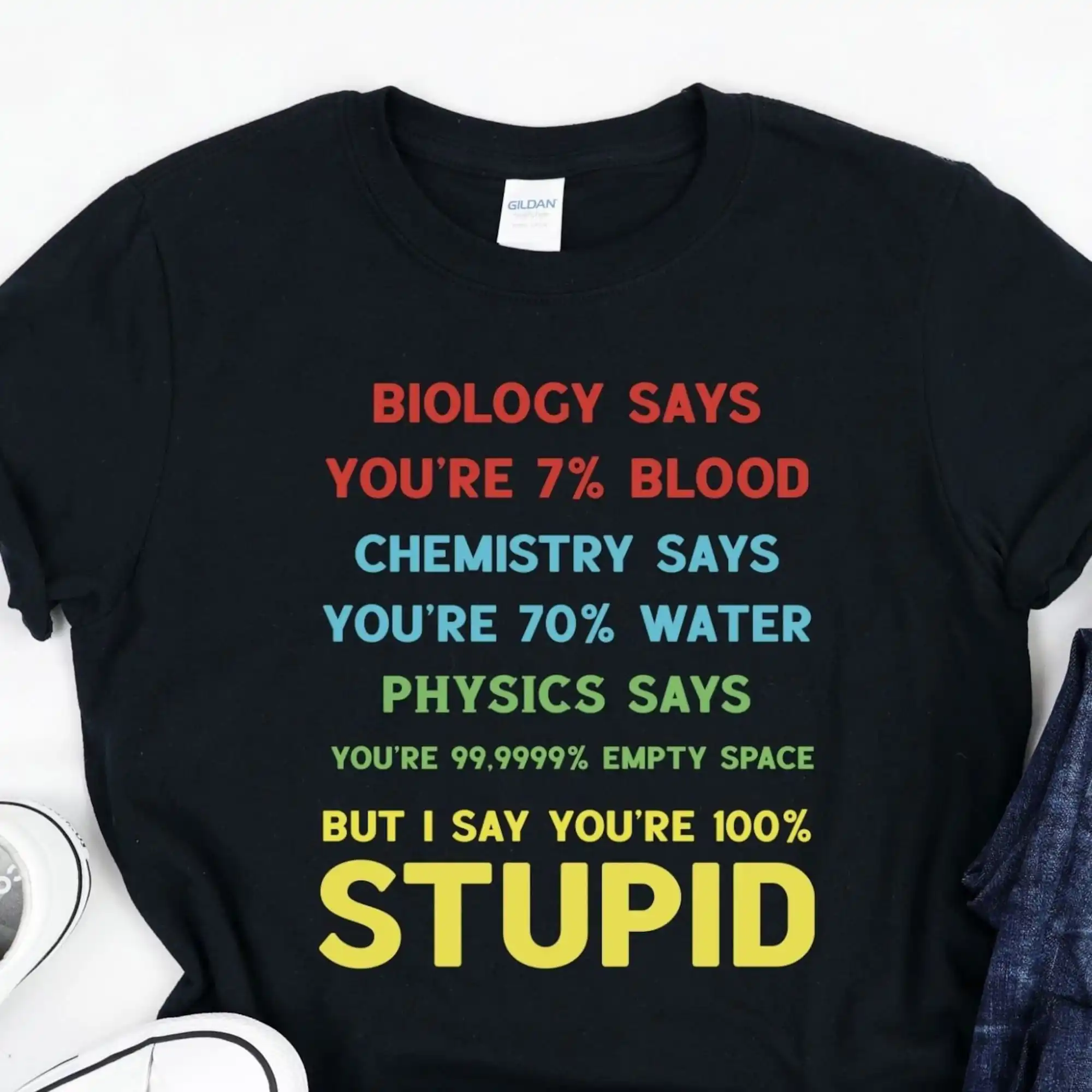 Biology Says Chemistry Physics But I Say Funny Scientist Nerd Geek Joke Stupid Sarcasm Sense Of Humor T Shirt Sweat