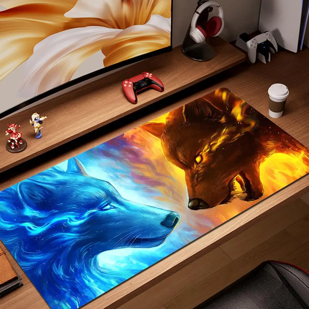

Large Gaming Mouse Pad Wolf Design Non-Slip Base Heavy Duty for Desktop Laptop desk pad office accessories Boyfriend Gift