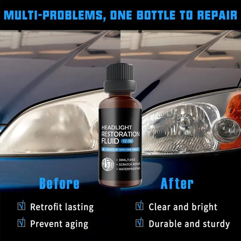 Car Headlight Repair Liquid 30ml Car Headlight Repair Fluid Headlight Restorer For Repair Headlight Yellowing Haze Scratches