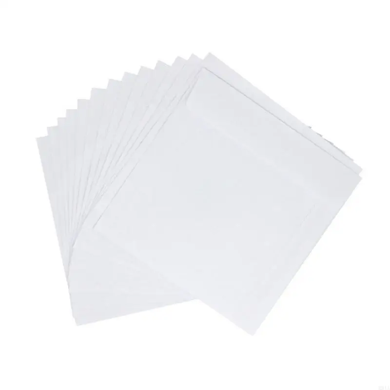 R91a 100pcs الأكمام الورقية البيضاء ذات الأكمام الممتازة مع نافذة مقطوعة رفرف لقرص Blu-ray حقيبة تخزين ورقية.