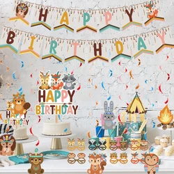 Woodland Animals Birthday Banner Fox Raccoon Latex Indian Wild Balloons for Birthday Baby Shower Gender Reveal decorazioni per feste