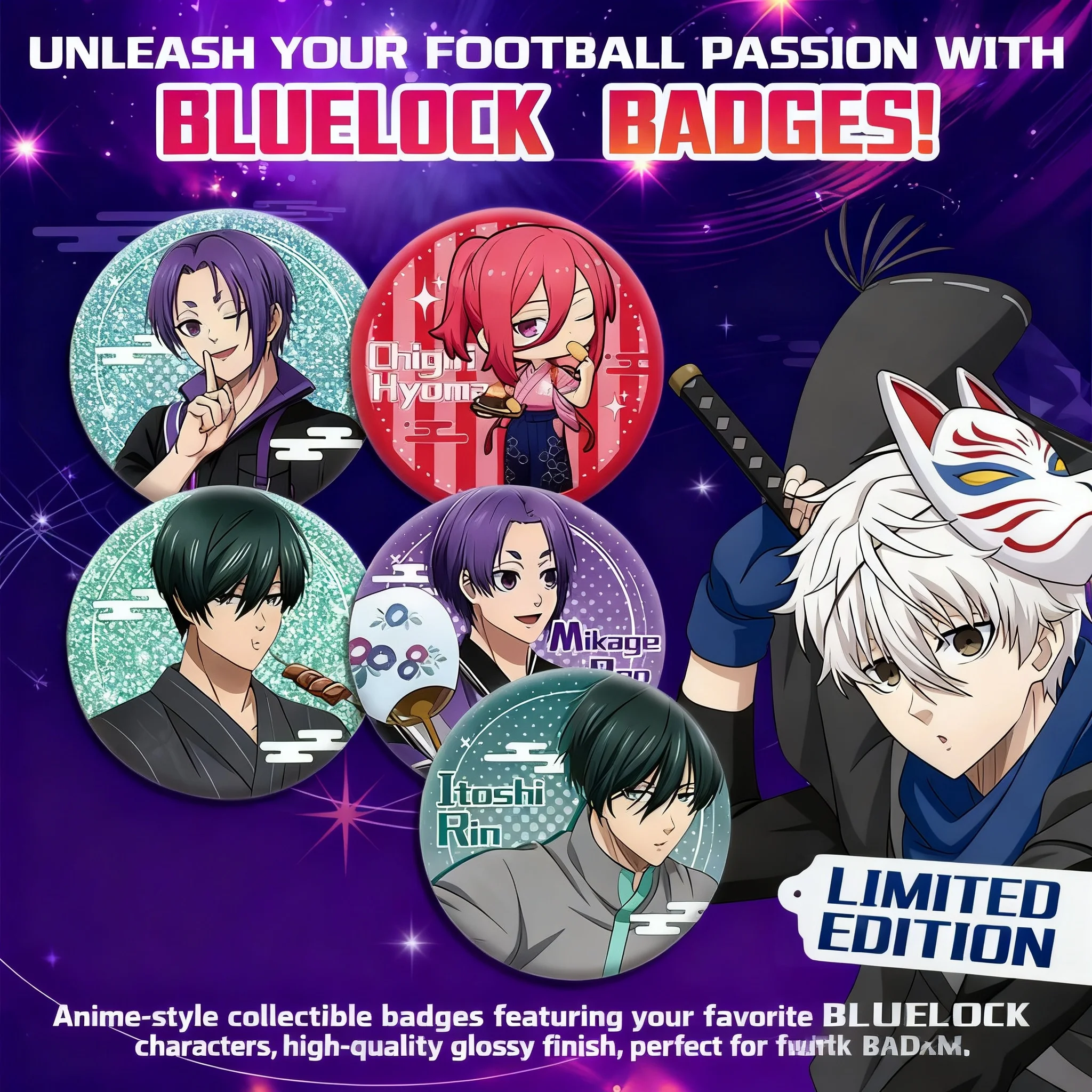 

Blue Lock Anime Badge 58mm Acrylic Double Sided Pattern New Design Fan Merchandise Collectible Souvenir Gift for Fans Anime