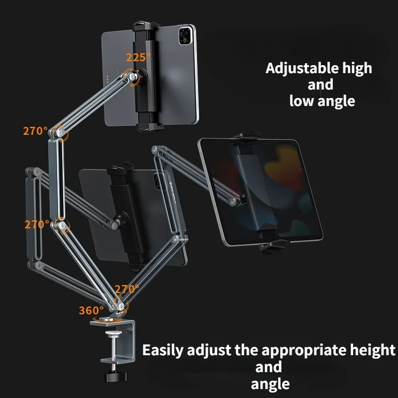 360 Adjustable Bed Tablet Stand for 4inch To 12.9inch Mobile Phones Tablets Lazy Arm Bed Desk Tablet Mount Support for IPad Mini