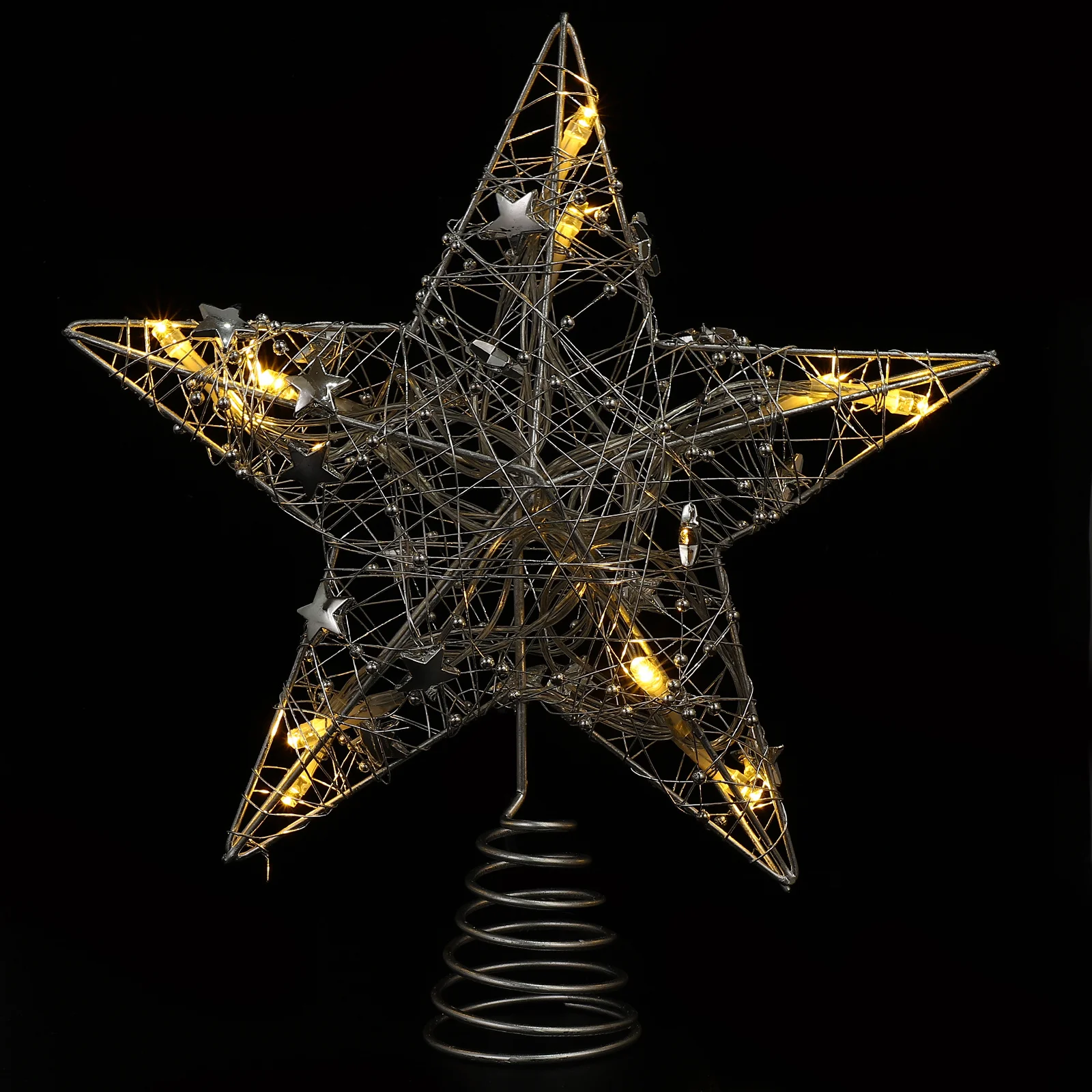 

1Pcs Luminous Christmas Star Tree Topper Five Pointed Elegant Xmas Treetop Decor Party Home Ornament Luminous Tree Topper