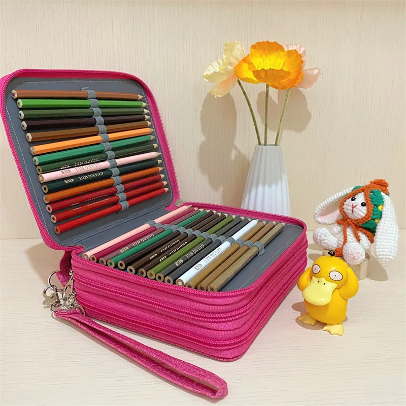 72 Slots Pencil Case School Supplies Pencilcase Large Capacity Pen Bag Girls 3 Compartment Aesthetic Stationery Box Organizer