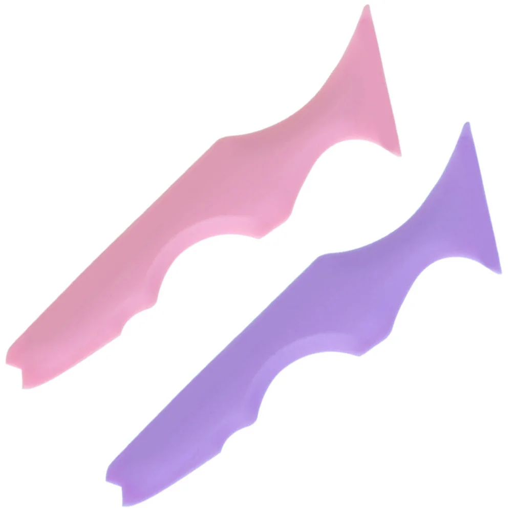 2 pièces Outils de maquillage en silicone pour eyeliner, pochoirs, couleurs rose et violet, applicateur multifonction pour mascara et rouge à lèvres