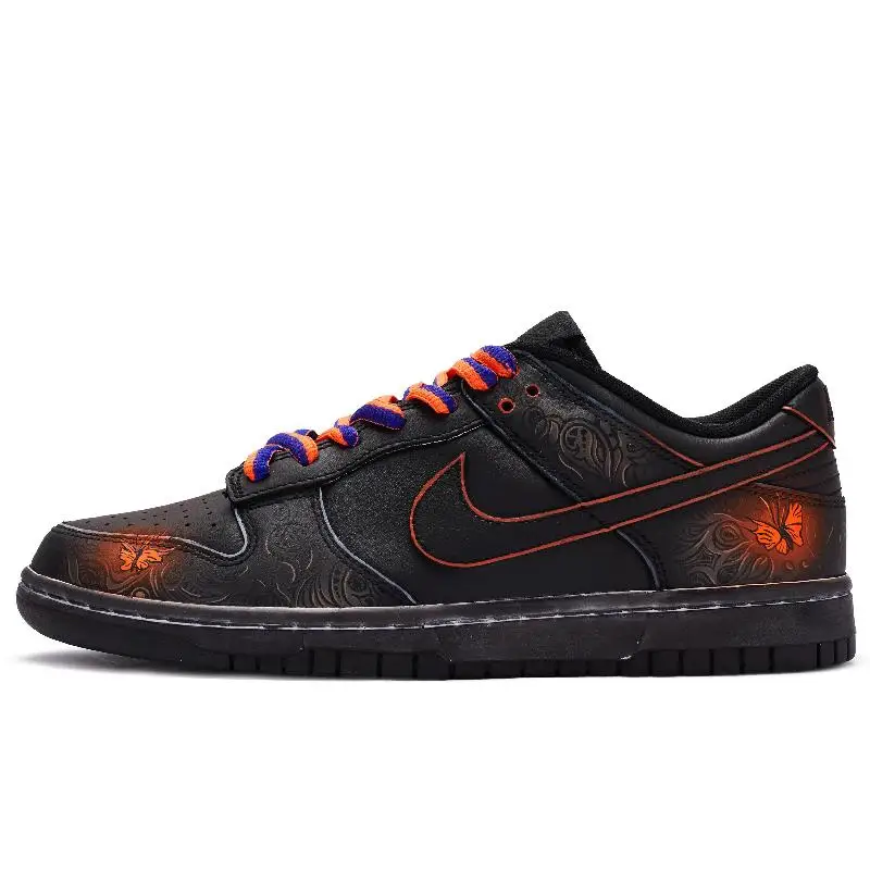

[Custom Male golden spotted butterfly]Nike Dunk 811 Manufacturing Low Top Skateboard Shoes Men's Black Orange