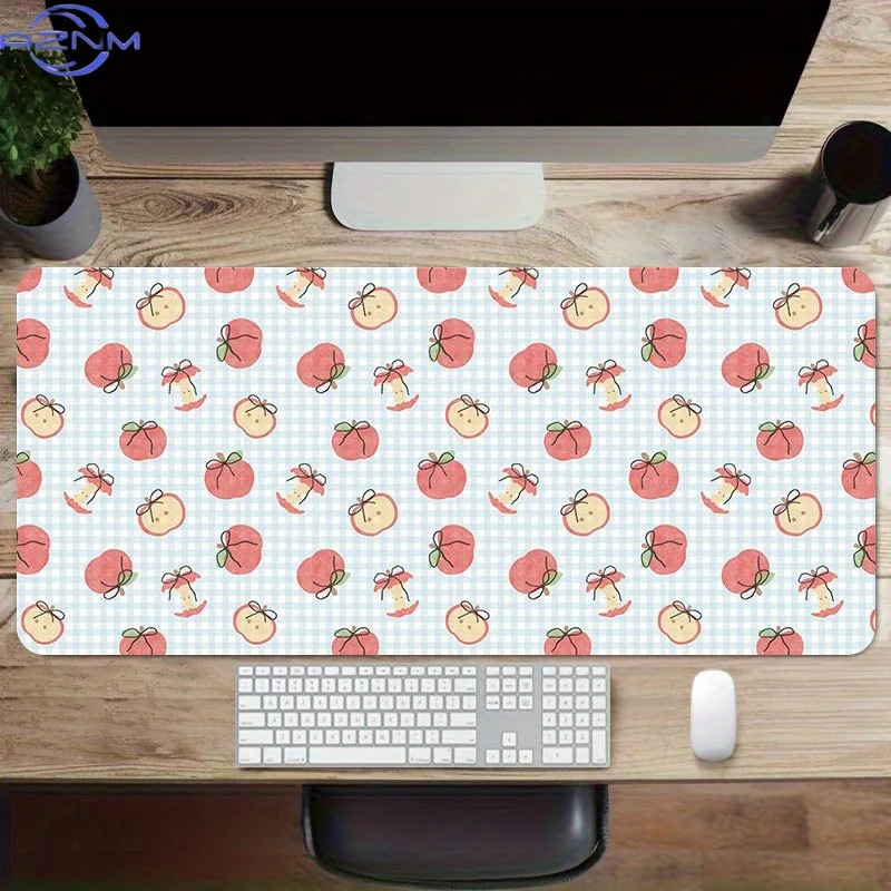 1pc a Cartoon-Themed Apple Mouse Pad Measuring  cm, Featuring a Non-Slip Extended Design, an Adorable Bow Pattern, Perfect for D