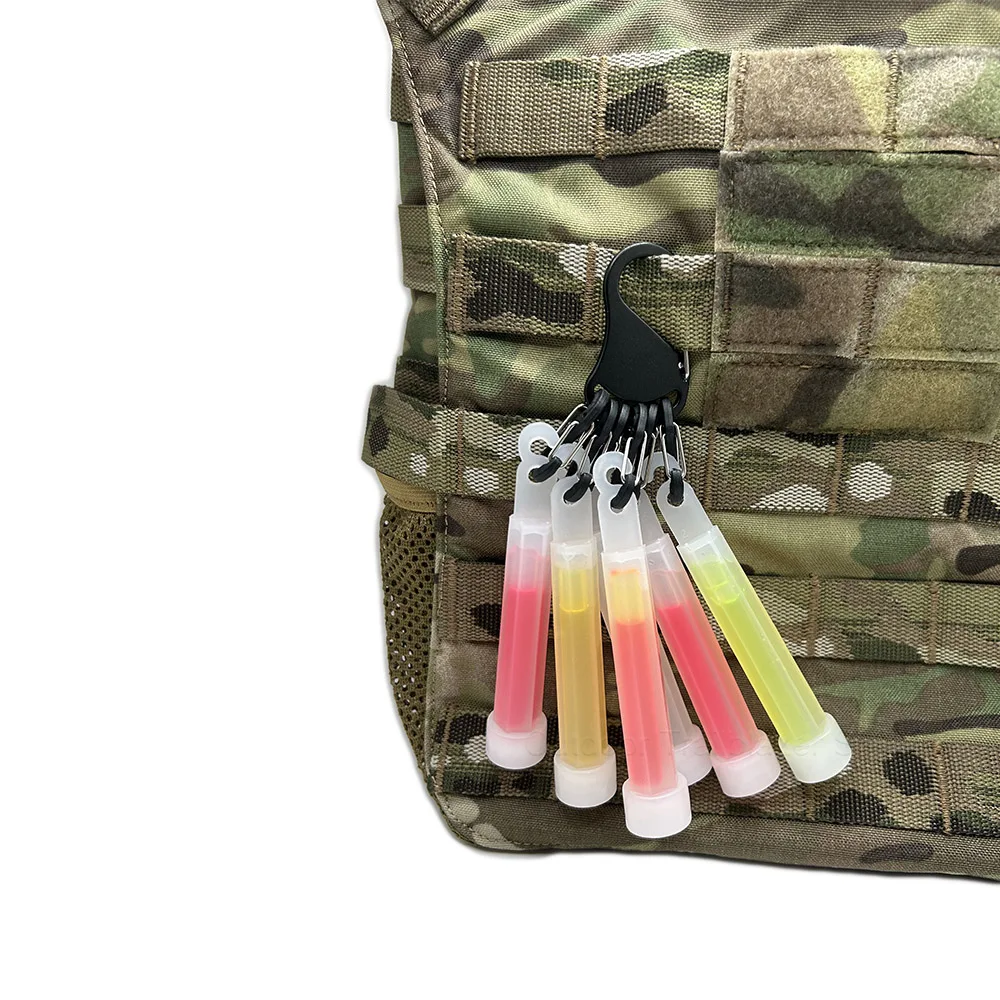 Chem Light-Karabinerhaken aus Aluminiumlegierung für den Außenbereich mit 6 S-Binern, Leuchtstäben, Schlüsselaufbewahrungsschnalle für Camping und Jagd – Detail 6
