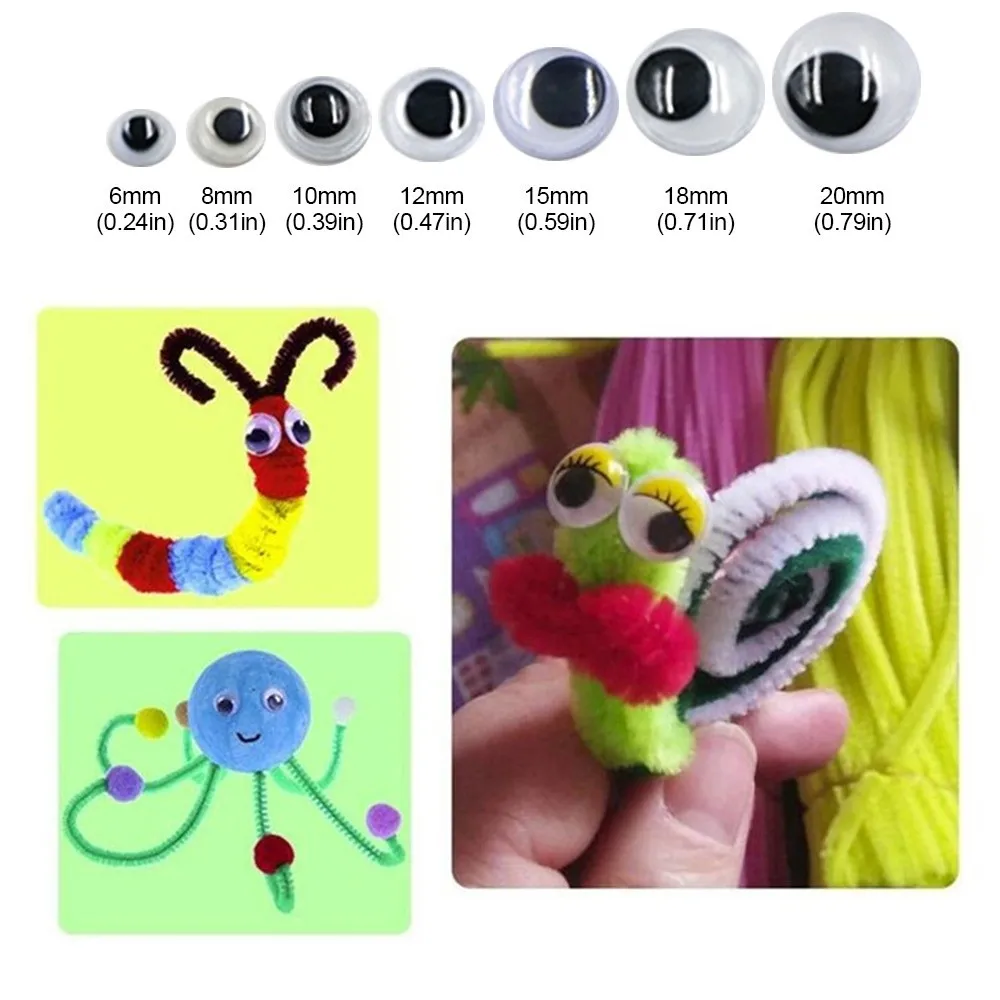 1Sheet 3D Dolls Activity Eyes Black&White DIY Accessories Toys Wiggling Moving Eyes With Adhesive Backed Plastic Kids Eyes