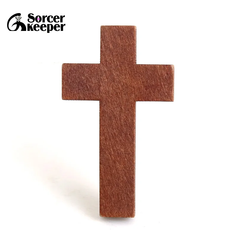 100 PCS New Brown Wooden Crosses Carved Jesus Crucifix Charm Pendant Statue Sculpture Jewelry Findings for Necklace Making W006