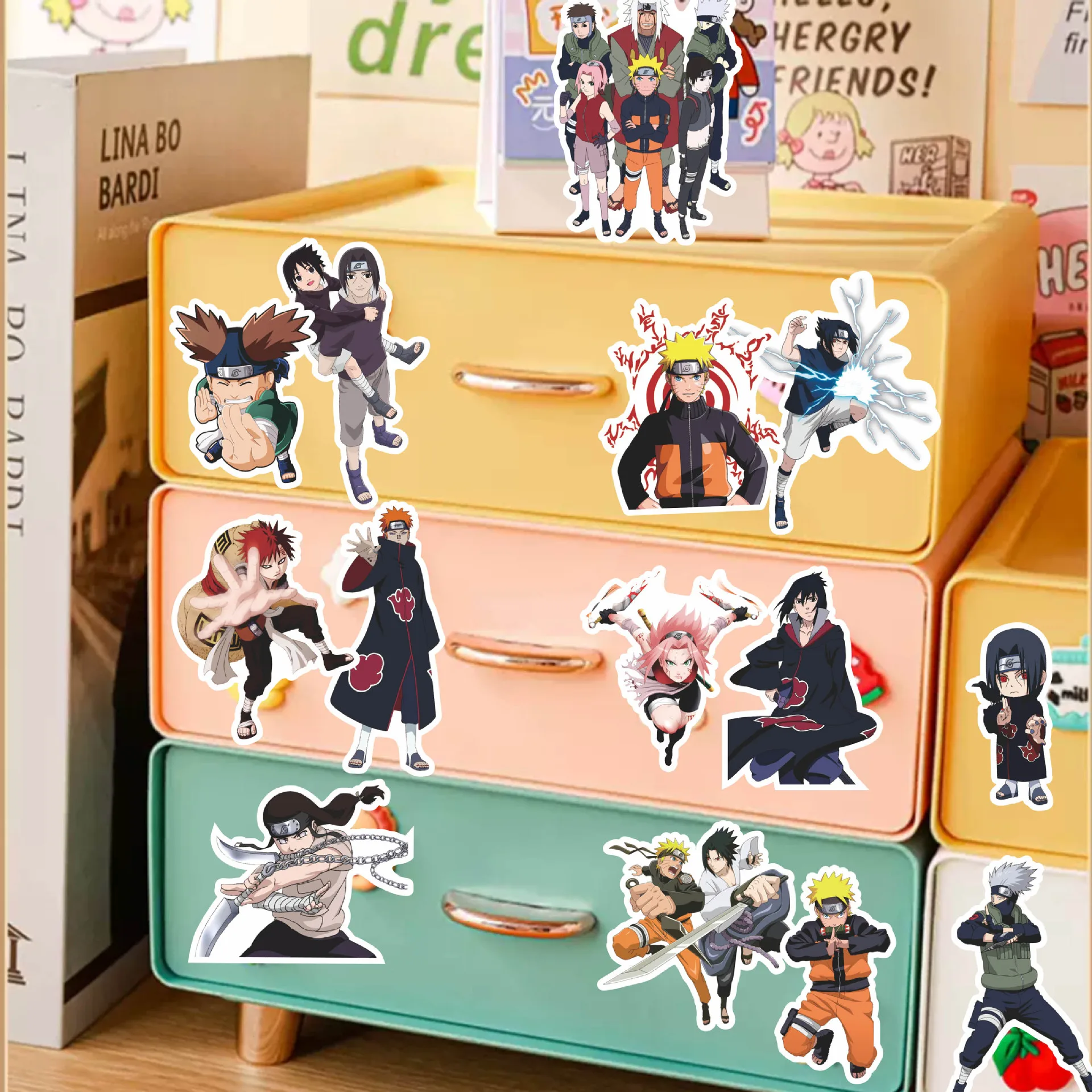 Naruto Series Sakura Hinata Sticker Kakashi Sasuke Itachi Decoration Notebook DIY Hand Account Diary HD Printd Sticker Gifts