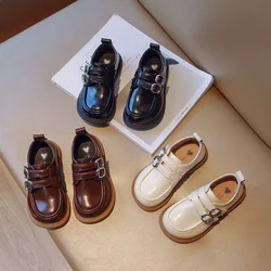 Zapatos de uniforme escolar para niños y niñas, calzado de cuero con doble hebilla, sencillo, informal, suave, clásico, para Primavera, 2023