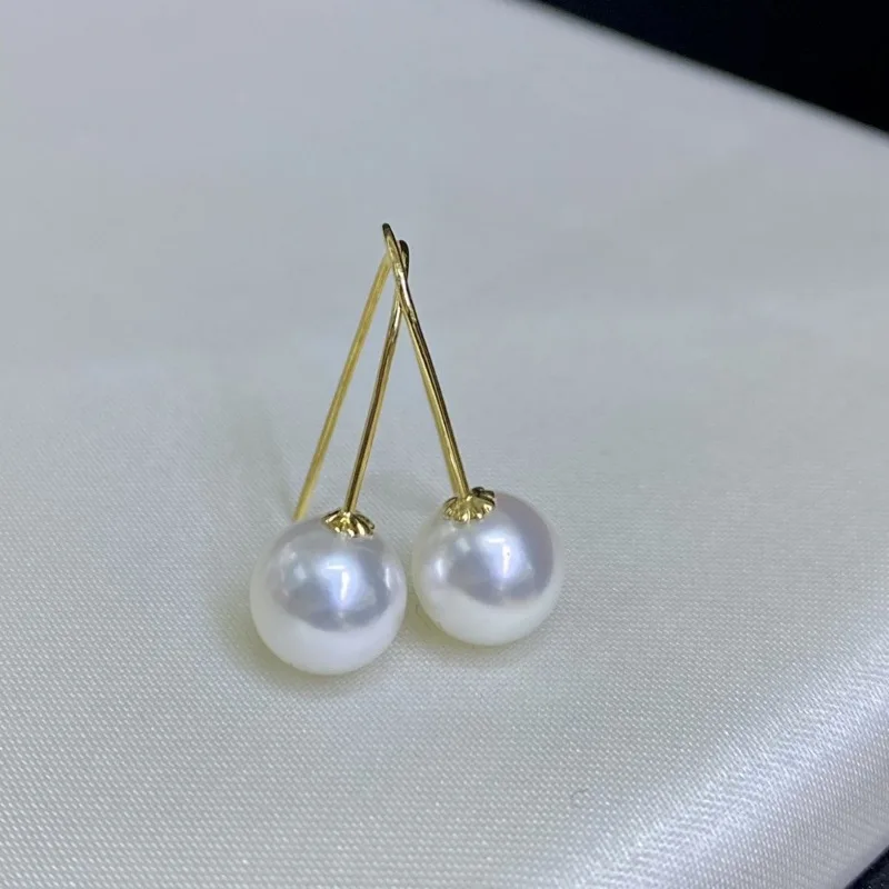 Elegant White Pearl Earrings Dangle Drop 925 Sterling Silver Earrings 9-10mm Cultured Pearl Fine Jewelry for Women Girls