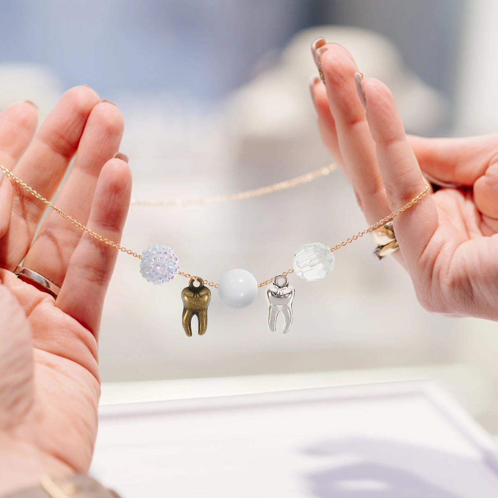 

60pcs Teeth Charms For Jewelry Making Simulation Tooth Pendants Diy Craft Accessories Small Charms For Bracelet Necklace