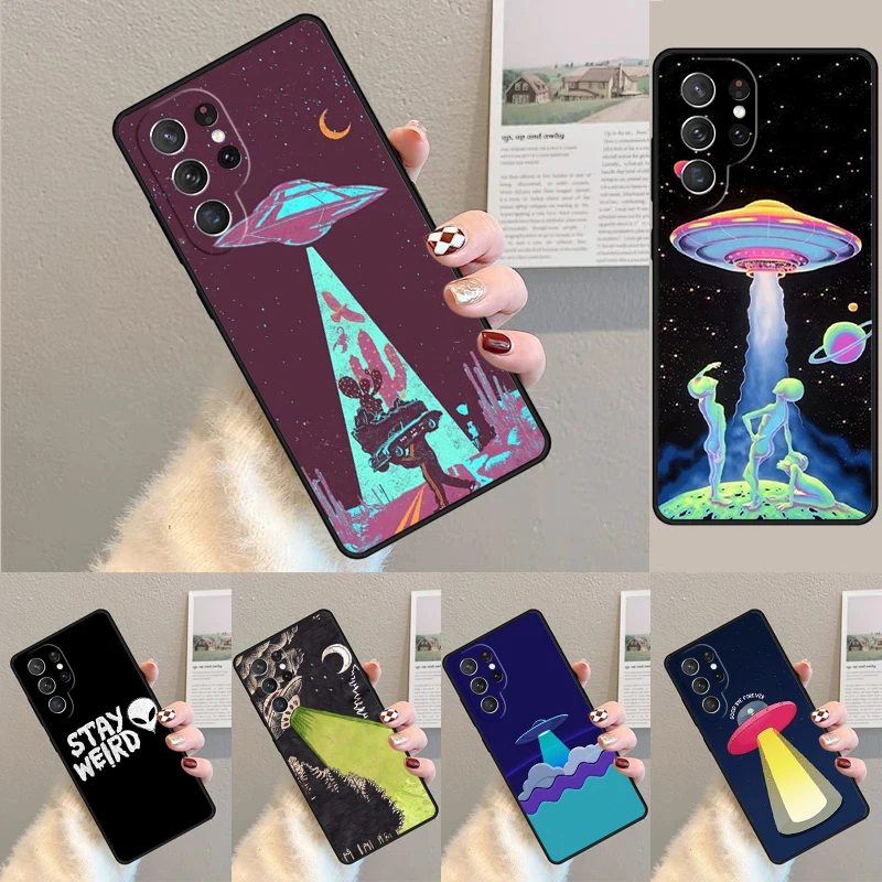 Aesthetics Alien Space Vaporwave Handyhülle für Samsung Galaxy Note 10 Pro S26 Ultra S23 S24 FE S25 S21 S22 PLUS stoßfeste Hülle