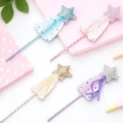 4本の妖精の杖 子供用 星型 女の赤ちゃんパーティー、ステージパフォーマンス、仮面舞踏会、コスプレ、クリエイティブ用