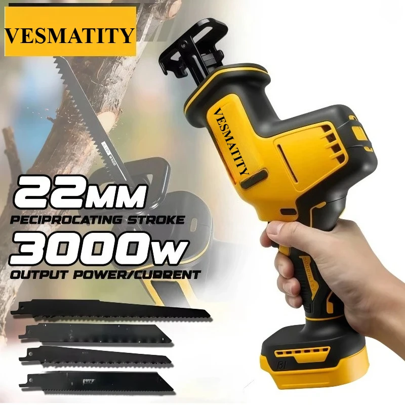 Cordless One-Handed Reciprocating Saw MAX* The Multi - Tasking Powerhouse for Swift Wood,Metal & Pipe Cutting For Dewalt Battery
