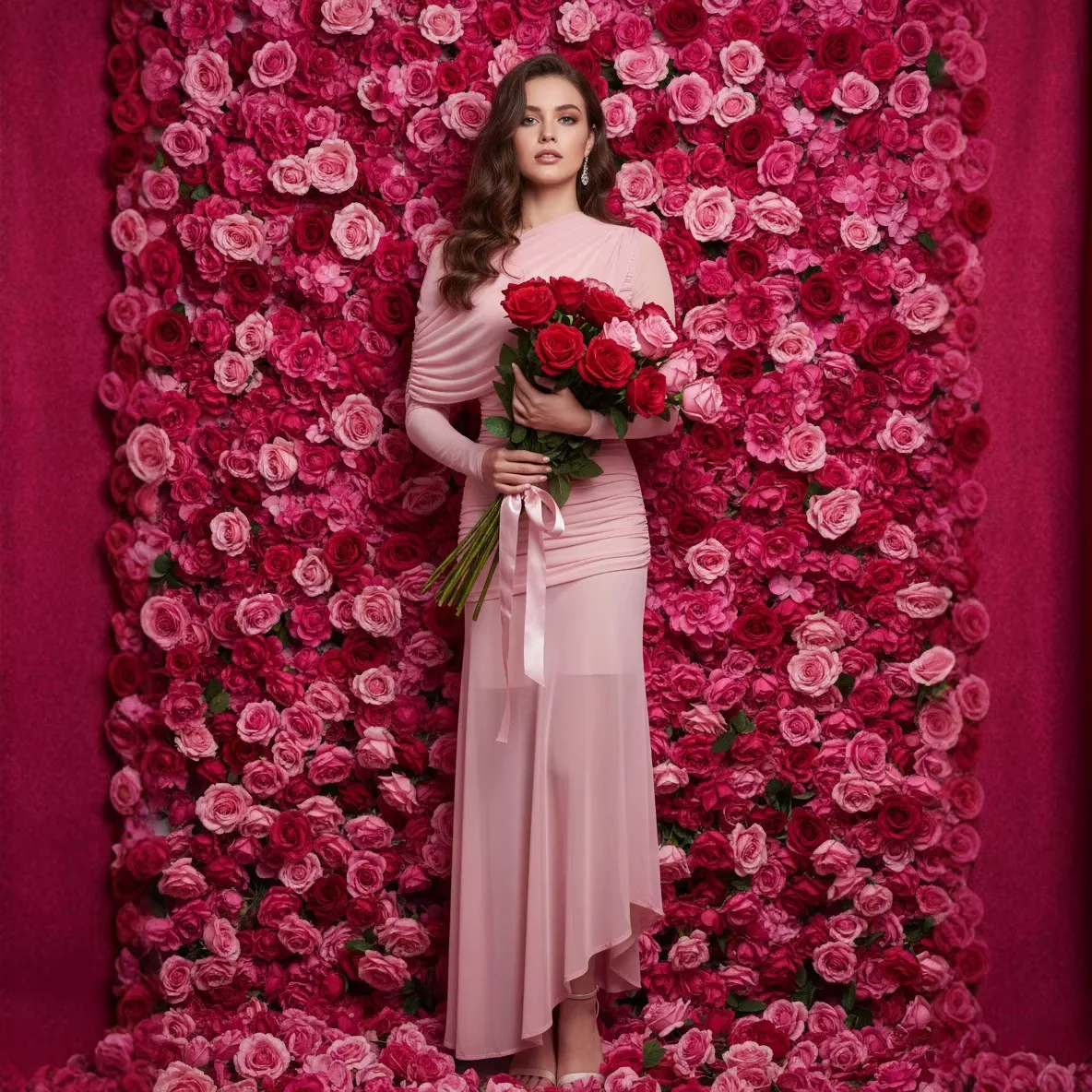 

Розовое вечернее платье с одним открытым плечом, плиссированное, из тюля, с длинными рукавами, облегающее, с завышенной талией, из молочного волокна, сексуальное, обтягивающее, для вечеринок и балов