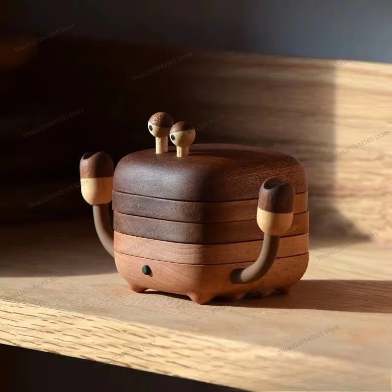 Wooden crab magnetic coaster, solid wood anti scalding and heat-insulating tea art tea dish, cute and creative home decoration