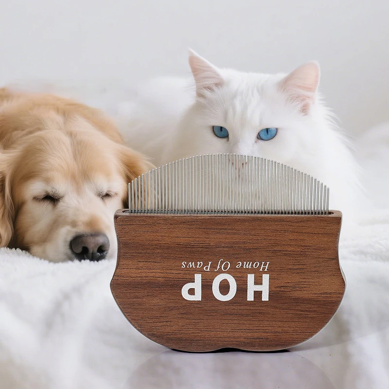 

Comfortable Smooth Wooden Pet Lice Comb for Cats Dogs Skin-friendly Rounded Needle Mini Curved Dog Brush Pet Grooming Tools