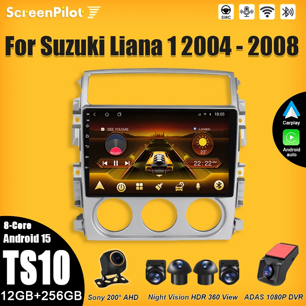 For Suzuki Liana 1 2004 2005-2008 Android 16 Car Radio 2 din Multimedia Video Player GPS Navigation Intelligent System 5G