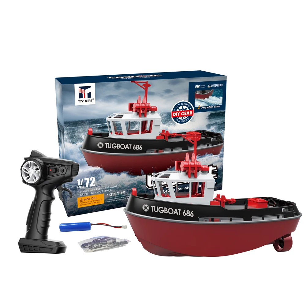 NIEUWE 686 RC Boot 1/72 Krachtige Dual Motor Draadloze Radio Control Scheepsboot 2.4G Elektrische Afstandsbediening Sleepboot Model Speelgoed voor Jongen