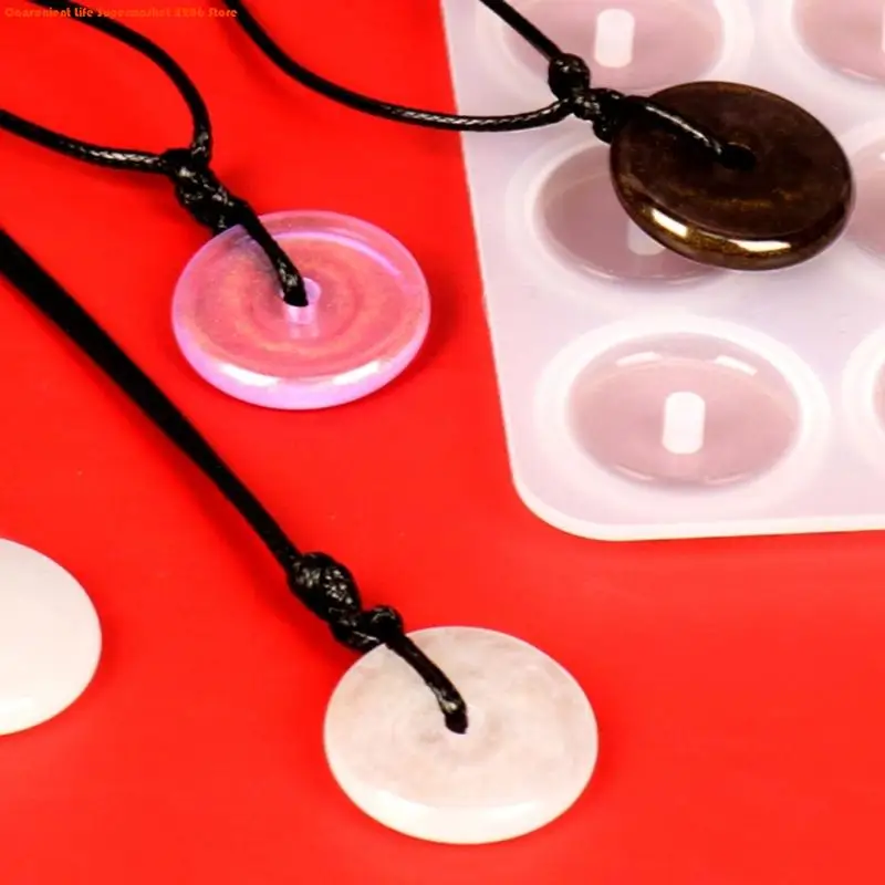 3D Hollow Round Silicone Molds Epoxy Resin Casting Mold DIY Craft Imitation Jade Pendant Mold Handmade Jewelry Tool